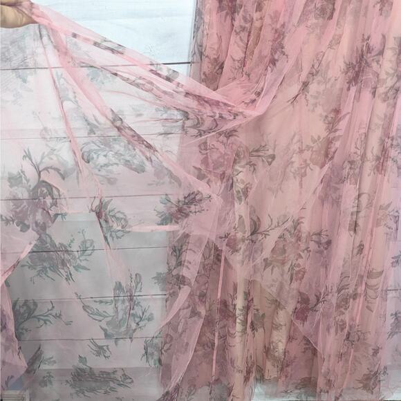 Marchesa Notte Bridesmaid Floral Tulle Gown Blush Pink Women's Size 14 FLAW - Picture 9 of 14